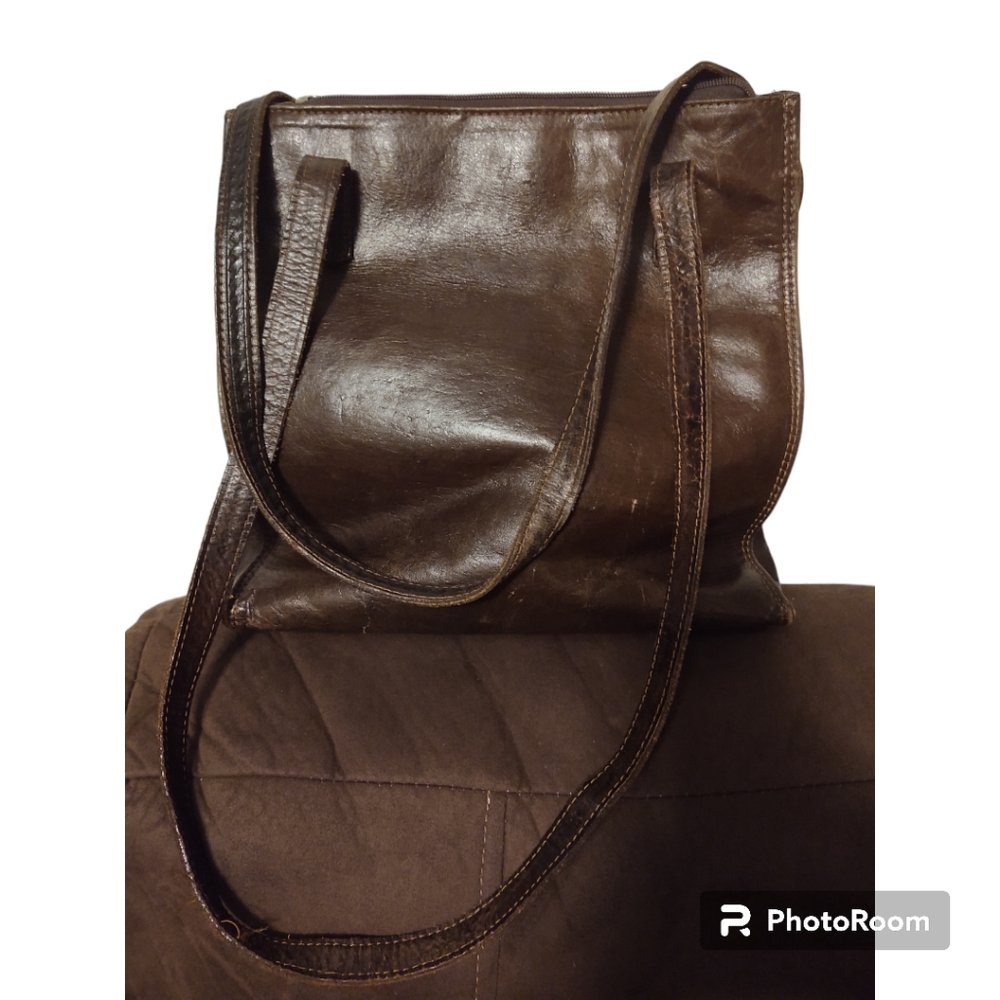 American West Tooled Brown Leather Fringed Bag - Picture 5 of 5